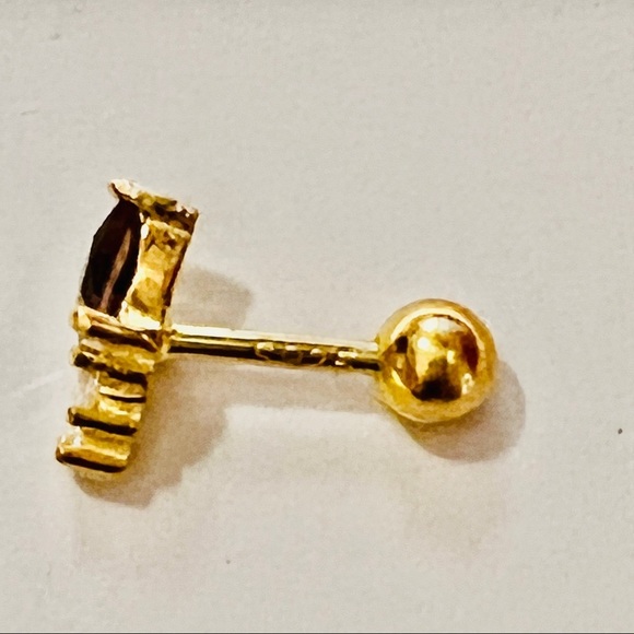 Stormy Reflection Gray Triangle Crystal Clear Baguettes Gold Pierced Earring 1pc - Picture 6 of 9